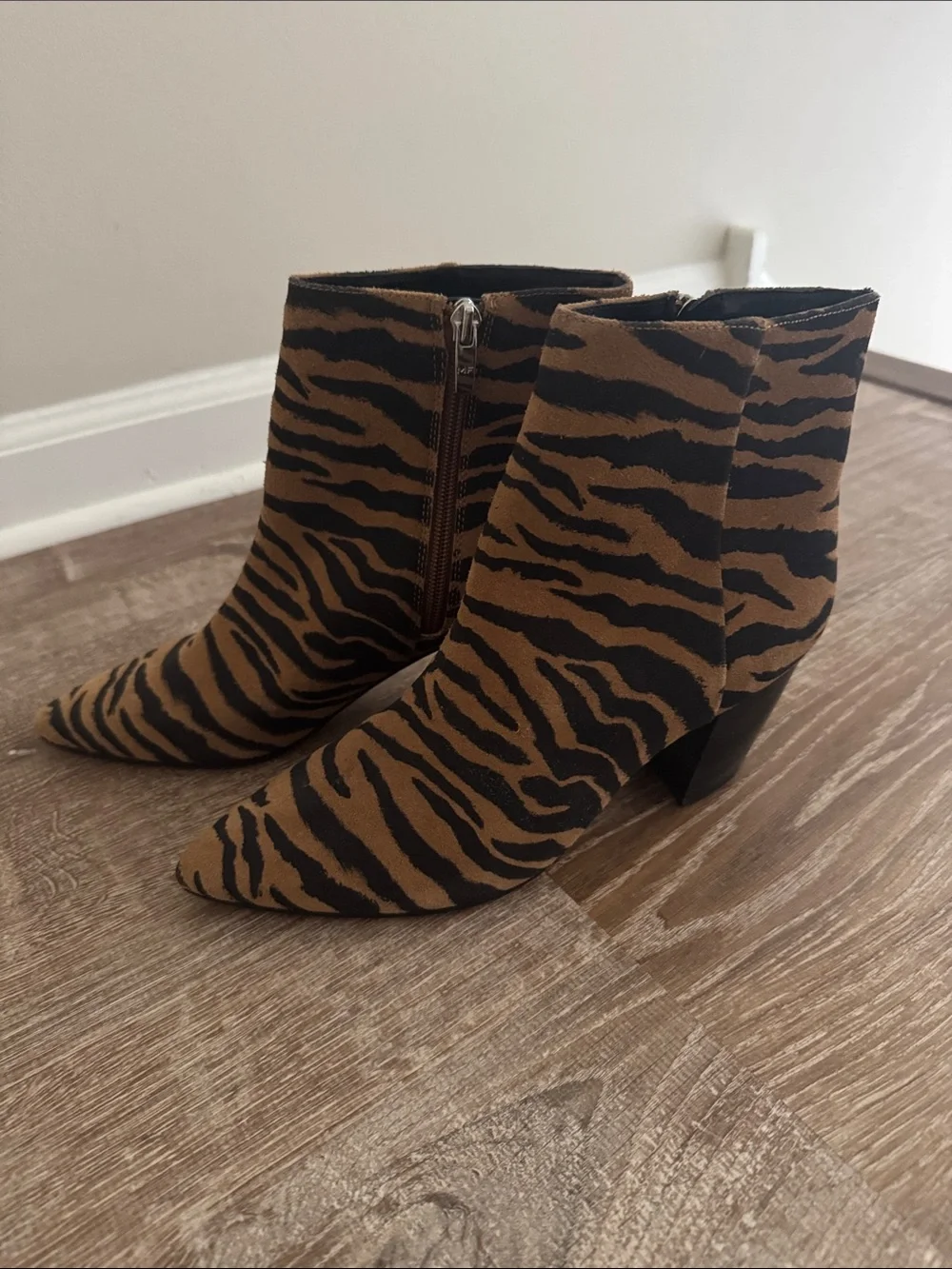 Marc Fisher Zebra-Print Ankle Boots - Brown & Black